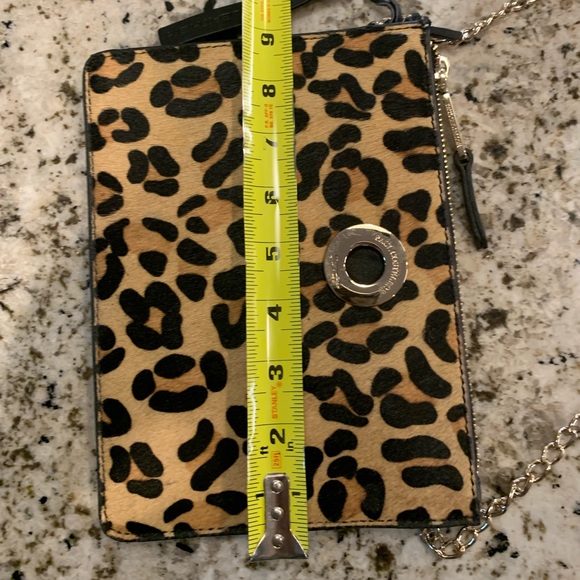 Paul Costelloe Leopard/Leather Handbag Purse With Gold Chain Strap PC6938A - Picture 8 of 11